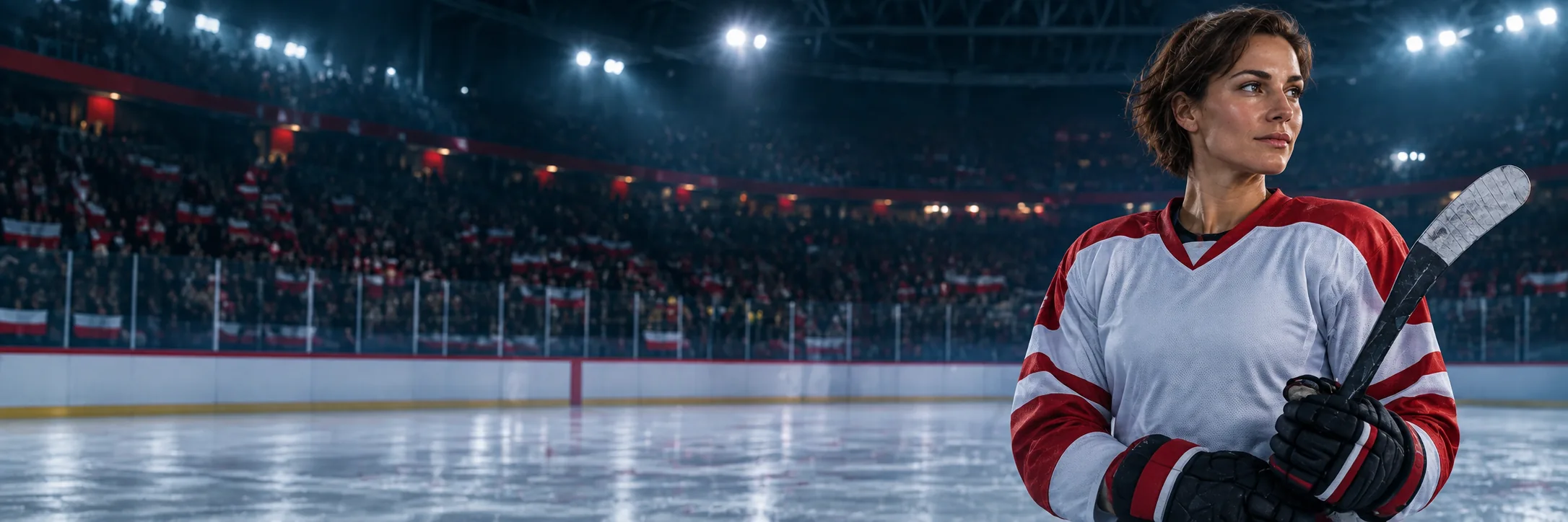 Hokeistka w polskiej hali sportowej